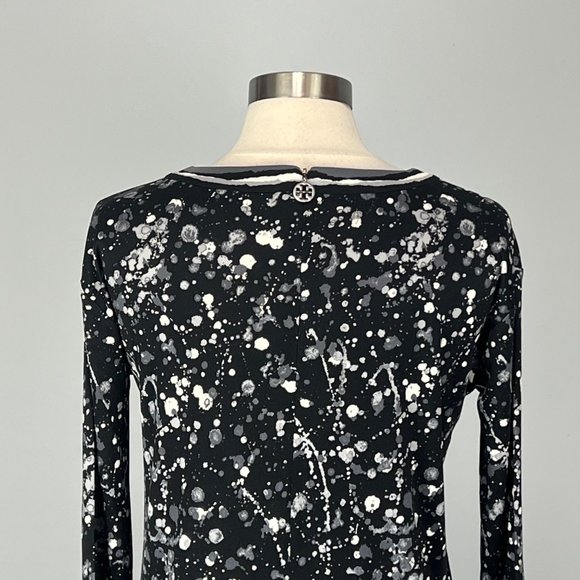 Tory Burch Meredith Paint Splatter Print Silk Dress Black White Gray size Small - Picture 7 of 13